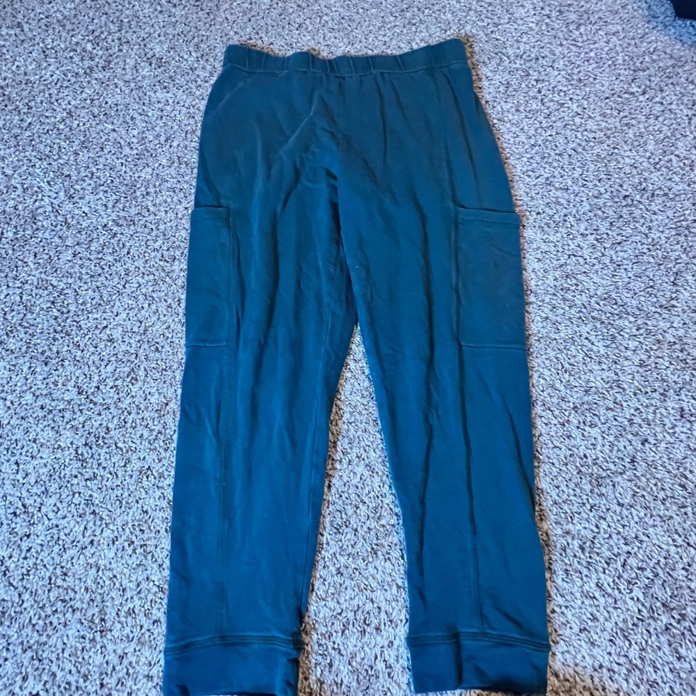 Eileen Fisher Teal Green Lyocell Organic Cotton Cargo Jogger Pants Women Small P